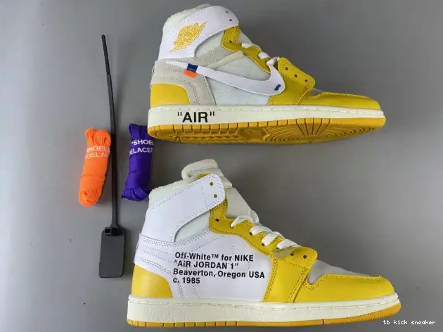 Reps TBK x Powder Air White Yellow-Cone Dark 1 NRG AQ0818-149 Off-White Jordan 0405